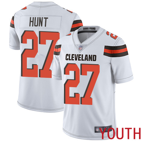 Cleveland Browns Kareem Hunt Youth White Limited Jersey 27 NFL Football Road Vapor Untouchable